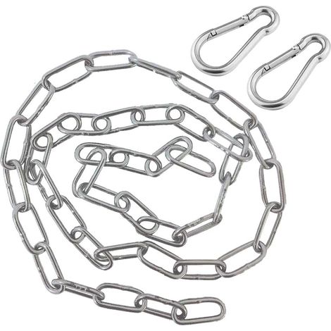 Chaîne De Suspension - Acier Inoxydable 304 - 1 Mètre - Avec 2 Mousquetons - Pour Chaise Suspendue Hamac Yoga Aérien Pilates Sac De Boxe - Intérieur Extérieur - 1 Pièce