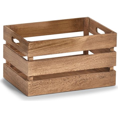 Zeller, Contenitore in Legno, Stile Vintage, Bianco, Tessuto Non Tessuto, Naturale, 35 x 25 x 20 cm