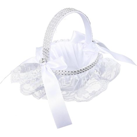 Panier de Rangement Blanc pour Fleurs Motif Dentelle pour Demoiselle D'honneur Panier Réutilisable et Décoratif pour Mariage (1/5)