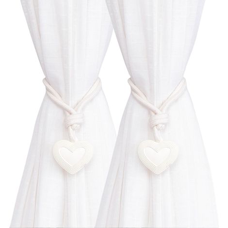 2 embrasses draperie corde tressée main avec accent cœur (1/4)