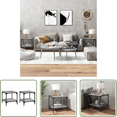 The Living Store Beistelltische 2 Stk. Grau Sonoma 40x40x40 cm Holzwerkstoff - Industrieller Stil - Beistelltisch - Couchtisch - Wohnzimmerstil - Grau Sonoma (1/5)