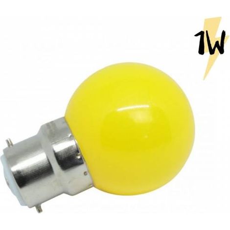 Ampoule led plastique B22 1W Jaune pour guirlande guinguette qualité professionnelle