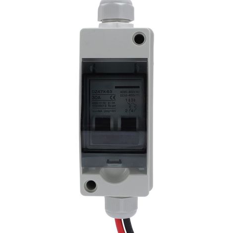Interrupteur de déconnexion de panneau solaire 30A DC AC, 2 pôles, boîtier de disjoncteur PV Miniature pour l'extérieur et la maison, étanche IP65. (1/5)