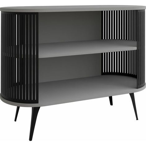 Estantería Vitum, Negro + Grafito, Abierto, Aglomerado laminado, Metal, Número de puertas: 0, Número de cajones: 0, 90x120x40cm