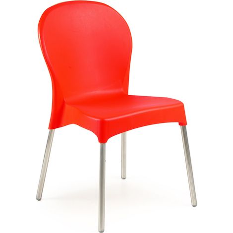 Sedia da Esterno Linder, una Sedia, Impilabile Made in Italy, Peso Supportato 120 kg, Rosso