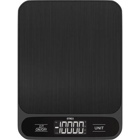 Balance de cuisine numérique Strex - Précision : 1 g à 10 kg - Fonction tare - Piles incluses - Noire (1/5)