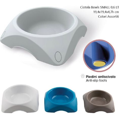 Trade Shop - Ciotola Per Cane Small 0,6 Lt Antiscivolo Bowl Vari Colori Per Cani - (1/2)