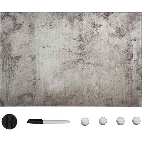 Tableau magnétique mural en verre effaçable à sec, béton, 50 x 30 cm - PANGIVO (1/5)