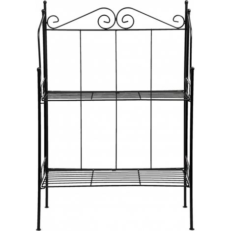 Etagère à 2 niveaux - L 56,5 x l 25,9 x H 79,3 cm - Noir - Livraison gratuite (1/5)