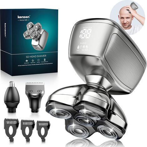 5D Men's Bald Head Razor 120 mins Battery Life Waterproof Bald Hair Trimmer Dry (1/5)