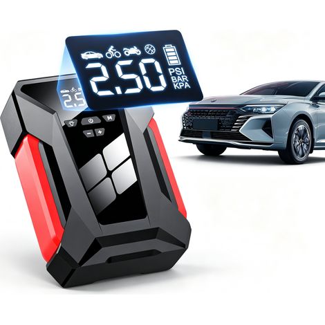 Booster Batterie Voiture 12V, Gonfleur Pneus Voiture Portable, Démarreur de batterie de voiture, 28000mAh, Lamp LED, Gonfleur 150PSI (1/5)
