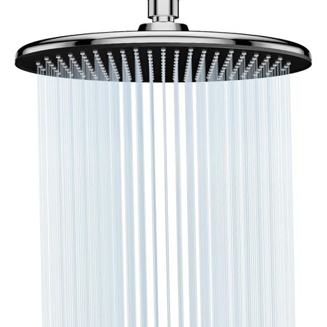 Tête de Douche Pluie Anti Calcaire, Pommeau de Douche Extérieur Buses en Silicone Flexibles, Anti Calcaire, Mélange D'Air, Gouttes D’Eau Pleines, Jet de Pluie Grande Surface (1/5)