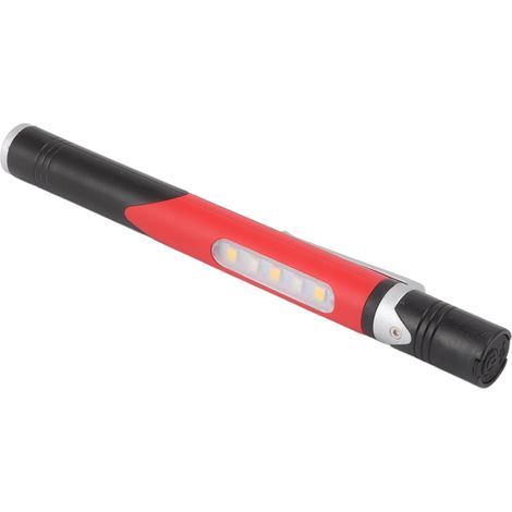 Lampe stylo torche rechargeable USB, 3 sources lumineuses LED, clip de fixation, idéale pour les réparations et les hôpitaux (rouge). (1/5)