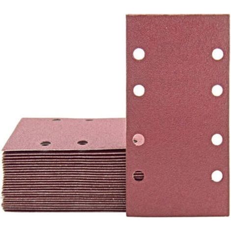 Selbstklebendes quadratisches Schleifpapier 83 × 185 mm, Körnung 120, Packung mit 30 Blatt und 8 Löchern – ideal zum Schleifen, Polieren und Entrosten (1/4)