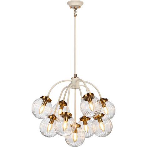 Pendellampe Deckenleuchte Hängelampe Stahl Messing Glas D 67,2 cm 9 Flammig (1/4)