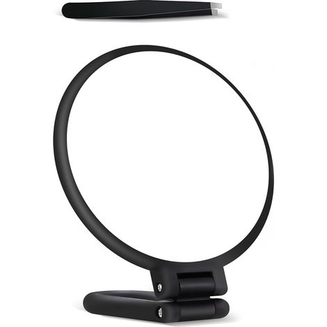 Miroir Grossissant 30X - Double Face 1X 30X - Pliable - Portable - Poignée Rotative 360° - Noir Mat - Avec Étui (1/5)