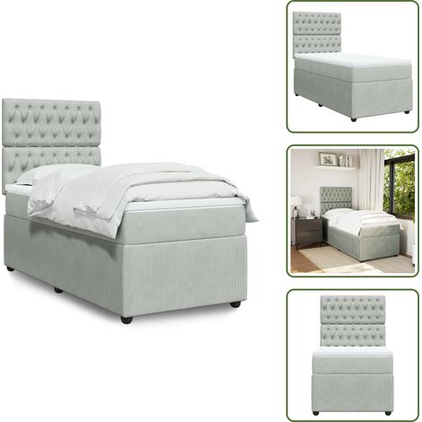 Boxspringbett mit Matratze Hellgrau 90x200 cm Samt - Boxspringbett - Boxspringbetten - Bett - Betten (1/5)