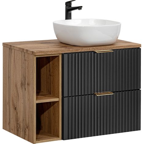 Waschtisch 80cm Adriel mit 2 Schubladen, Schwarz (1/5)