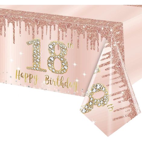 Tischdecke 18. Geburtstag Roségold 137x274 cm für Damen Party Deko