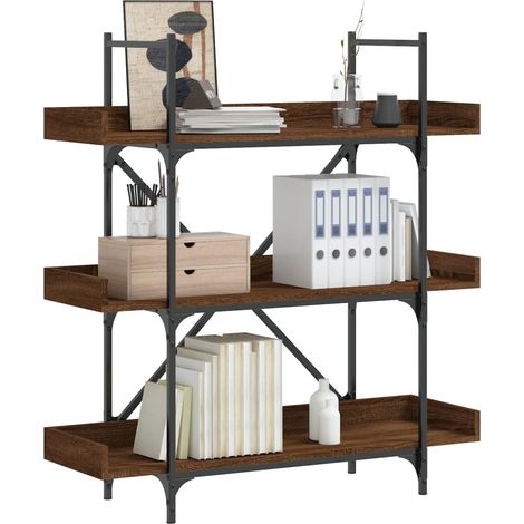 Bücherregal 3 Böden Braun Eichen-Optik 100x33x108,5 cm
