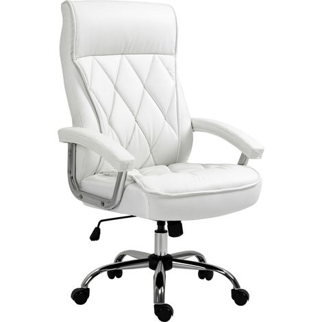 Silla de oficina ergonómica de polipiel blanca con balanceo y altura ajustable MODENUIT (1/5)