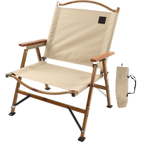 Chaise pliante portable avec accoudoir ultra-légère pour randonnée plage pêche kaki (1/5)
