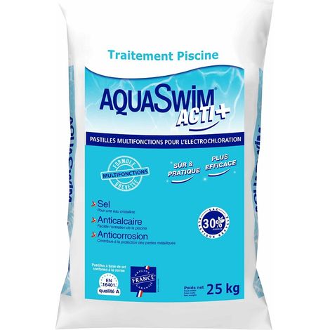 Sel piscine pour électrolyse Aquaswim Acti + 3 en 1 sac 25 kg (1/2)