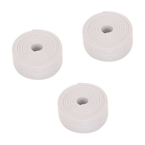 3 rouleaux de ruban d'étanchéité imperméable blanc pour scellage de salle de bain, ruban de calfeutrage auto-adhésif en PVC pour cuisine, salle de bain, baignoire (1/5)