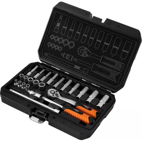 Jeu de clés à douille satinées 1/4", 23 pièces - T N10-231 (1/5)