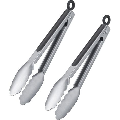 Lot de 2 Pinces à barbecue en acier inoxydable avec poignées antidérapantes Longueur 27,5 cm pour grillades et service (1/5)
