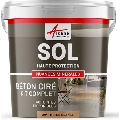 Béton ciré sol en kit, primaire et vernis de finition inclus - 2 m² (en 2 couches) Melon Orange - ARCANE INDUSTRIES