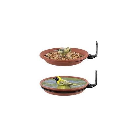 PCS Abreuvoir Oiseaux,Mangeoire pour Oiseaux Exterieur Et Bain d'oiseaux,Abreuvoir pour Oiseaux Balcon,Distributeur Nourriture pour Oiseaux Sauvages,Baignoire à Oiseaux (Brun) (1/4)