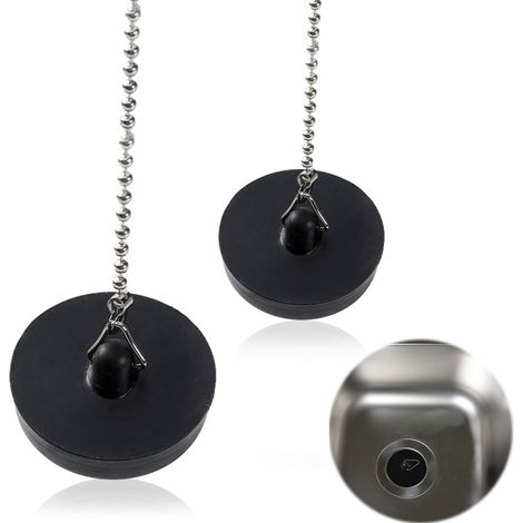 Bouchon D Évacuation - Caoutchouc - Diamètre 42 mm Et 50 mm - Chaîne De 18 cm - Pour Éviers Et Baignoires - Lot De 2 (1/5)