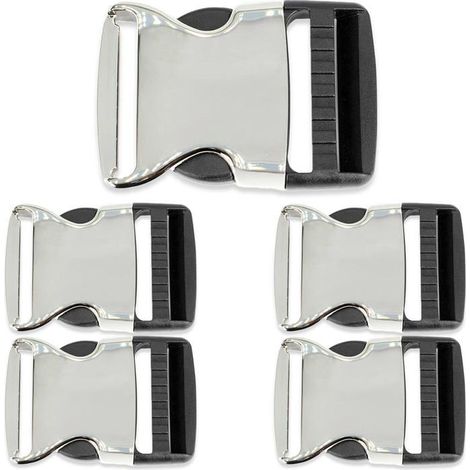Métal et Plastique Hybrid Rapide Double-Face Libération Boucles Réglable Sangle Boucle pour Animal Colliers,30mm - Argent et Noir (1/5)