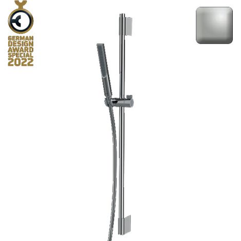 Ensemble barre de douche ronde et douchette nickel satiné Apice - Bossini DA5061094