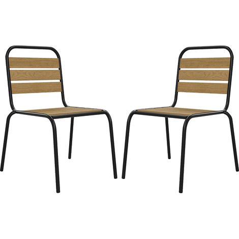 Sedia da giardino impilabile in polywood e metallo - Nero - Lotto di 2 - LYLIOS di MYLIA