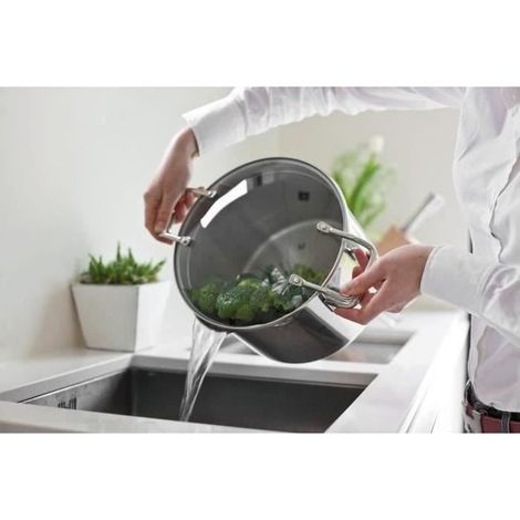 Cuiseur à pâtes BEKA Emporo 24 cm 7,6 L inox finition poli miroir couvercle passoire verre double (1/5)