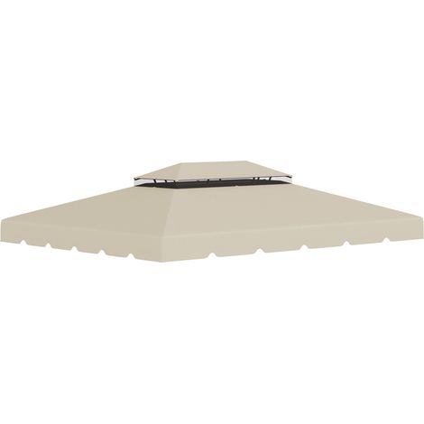 Tetto di Ricambio per Gazebo da Giardino 3x4m in Poliestere Beige (1/5)