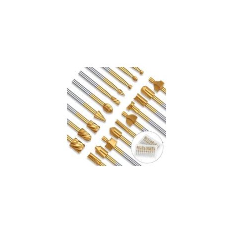 Fräser-Set, 20 Stück, Wolframstahl HSS, Fräser für Holzbearbeitung, Holzbearbeitungswerkzeug mit 3 mm Schaft (1/8") für Rotationswerkzeuge, Zubehör für Heimwerkerarbeiten, Gravuren und Bohren - Crezuo