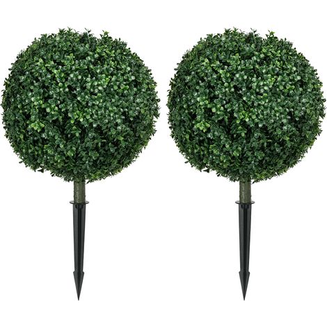 Set de 2 buis artificiels ronds 70 cm avec piques de sol et protection UV pour décoration intérieure et extérieure (1/5)