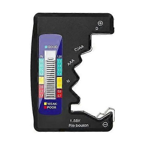 Digitale batterijtester met LCD-display voor het controleren van de capaciteit van AA/AAA/9V/1,5V knoopcelbatterijen. Dit is een zwart diagnostisch hulpmiddel. (1/5)
