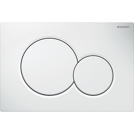 Geberit – Plaque de commande WC double touche en ABS blanche – Déclenchement frontal – Tiges à isolation phonique – Montage sans outils - UP 320 ET