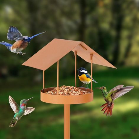 Mangeoire pour oiseaux avec support 158cm, mangeoire en métal résistant aux intempéries pour jardin