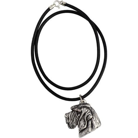 Braco italiano de pelo duro, Spinone Italiano - collar para perros, colgante bañado en plata para amantes de los perros, joyería única de Art-Dog (1/4)