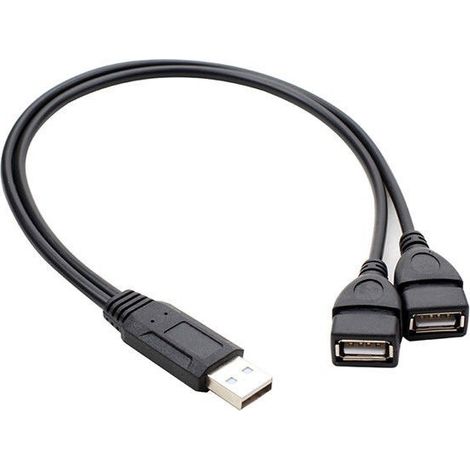 USB 2.0 Stecker-Splitterkabel mit Chip, 1 auf 2 Buchsen zum Laden und zur Datenübertragung, 1 cm, zwei weibliche Anschlüsse. (1/4)