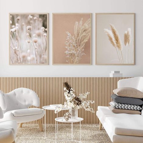 Peinture Impressions Sur Toile Pampas Herbe Plantes Nature Paysage Herbe Séchée Moderne Boho Botanique Affiche Galerie Photos 20x30cm (8x12in) x3 Sans Cadre (1/4)