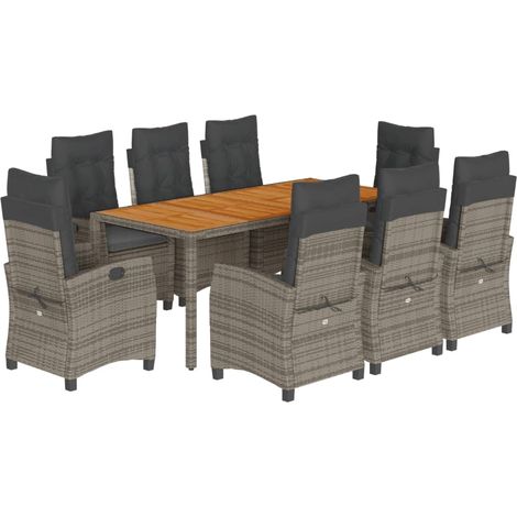 Maison Exclusive - Set comedor jardín 9 pzas y cojines ratán sint (1/5)