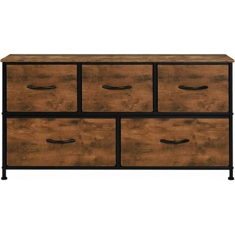 Cómoda industrial vintage con 5 cajones, 100 x 30 x 54 cm, marrón (1/5)
