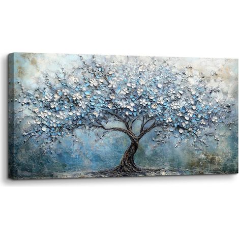 Wandbild Leinwand Baum des Lebens Blau Blühender Baum 100L x 50B cm (1/5)