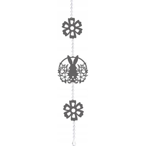 Ghirlanda decorativa con ciondoli a forma di coniglietto per Pasqua, ideale per decorare le finestre.